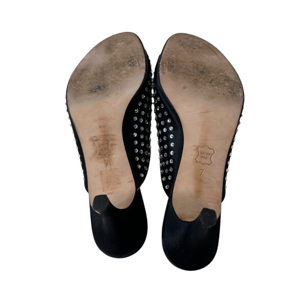 (11-245) Women's Sandal Tree Black & Rhinestone Dress Shoe Sz 7 - Picture 9 of 12